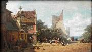 Carl Spitzweg Old tavern near lake Starnberger See painting